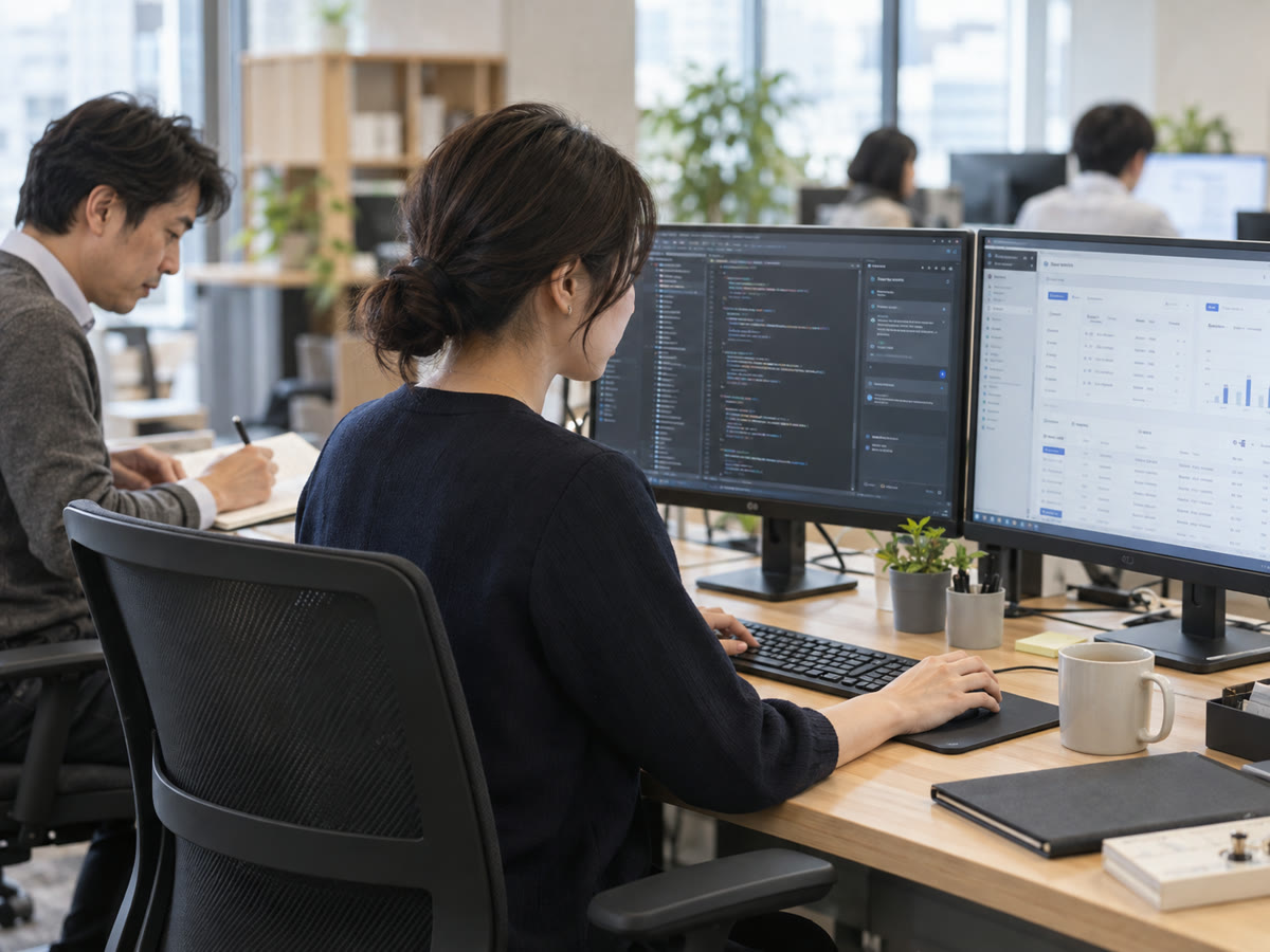 AIを活用したシステム開発に取り組むエンジニアのイメージ